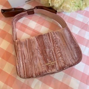 KATE SPADE PINK VELVET BOW BAG VELVET